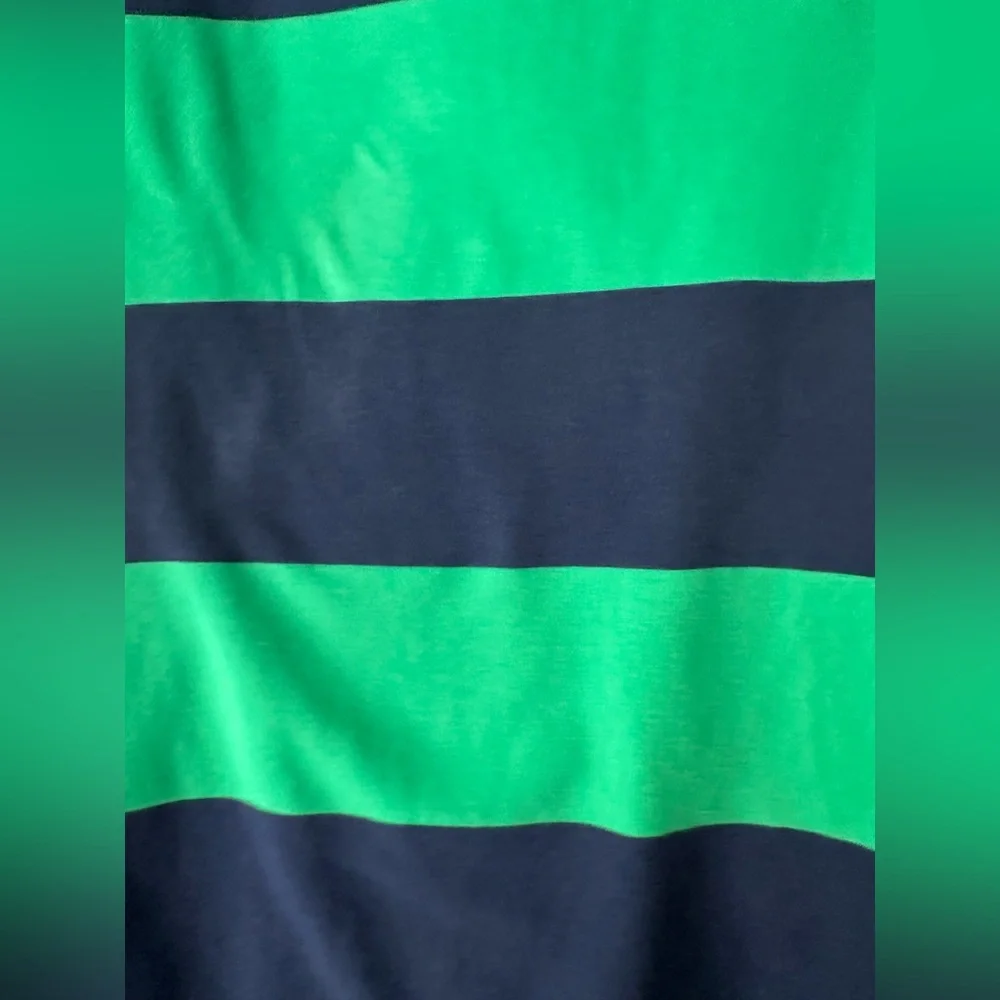 J. Crew, Stripe, Navy & Green, Cotton Maxi Dress Sz 7 Excellent Condition
